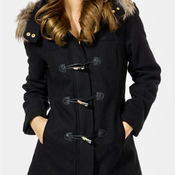 Alpine Swiss Duffy Women’s Wool Coat Fur Trim Hooded Parka Jacket. XL. - Picture 3 of 14
